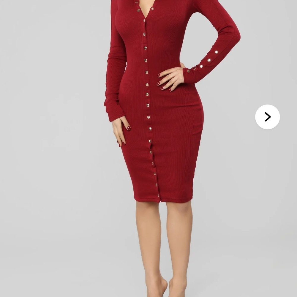 Elegant Red Button-Up Dress
